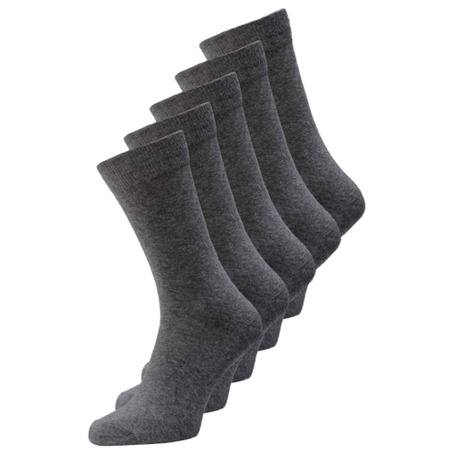 Plain Organic Cotton 5 Pack Socks - Dark Grey