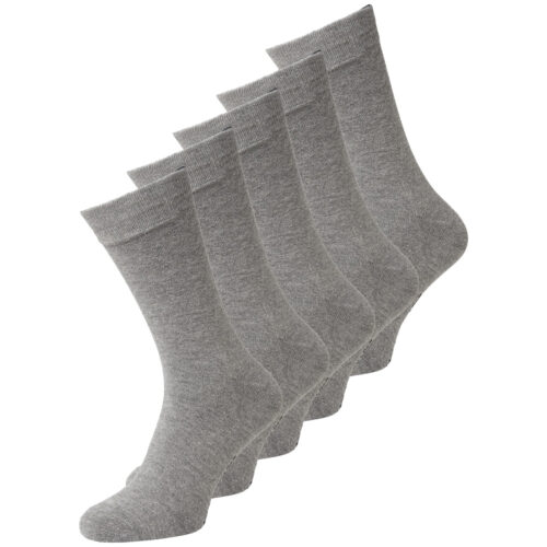 Plain Organic Cotton 5 Pack Socks - Light Grey